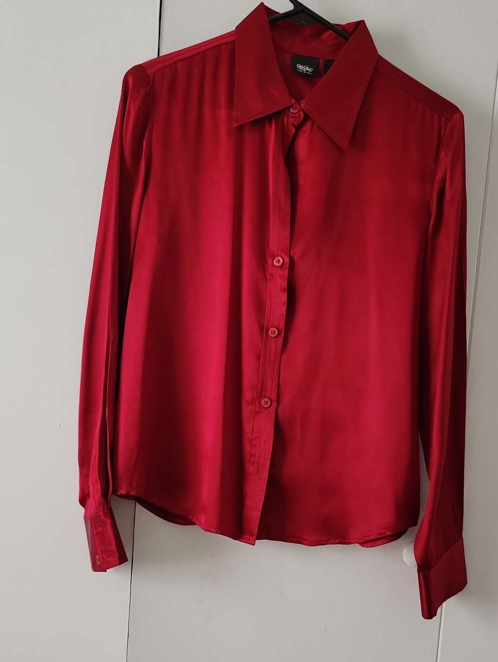 Mossimo Supply Co. Satin Button-Down Blouse in Red